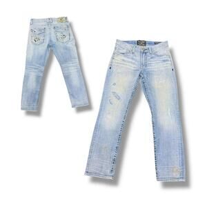 Y2K Salvage Buckle Light Wash Low Rise Jeans